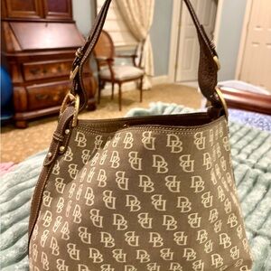 Dooney & Bourke Brown Shoulder Bag with Monogram Print. LIKE NEW